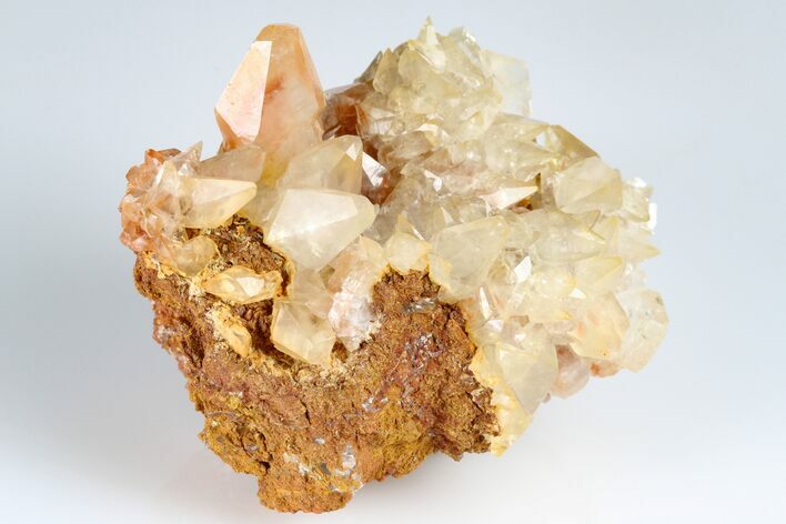 Calcite Crystal Cluster with Hematite Phantoms - Fluorescent! #179941